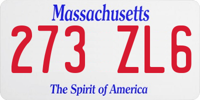 MA license plate 273ZL6