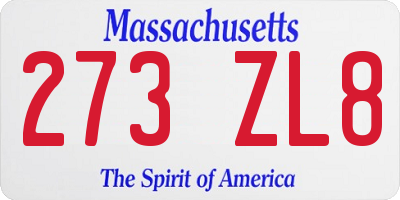 MA license plate 273ZL8