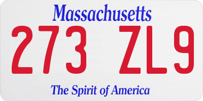 MA license plate 273ZL9