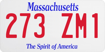 MA license plate 273ZM1