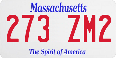 MA license plate 273ZM2