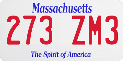 MA license plate 273ZM3