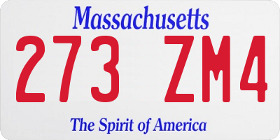 MA license plate 273ZM4