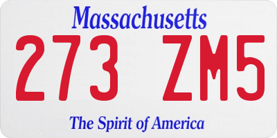 MA license plate 273ZM5
