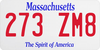 MA license plate 273ZM8