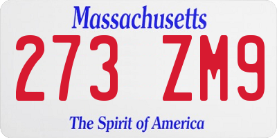 MA license plate 273ZM9