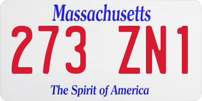 MA license plate 273ZN1