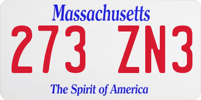 MA license plate 273ZN3
