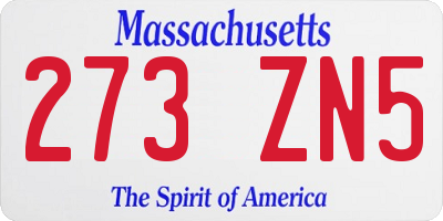 MA license plate 273ZN5