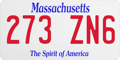 MA license plate 273ZN6
