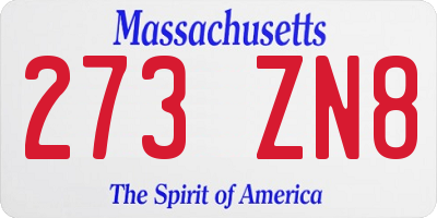 MA license plate 273ZN8