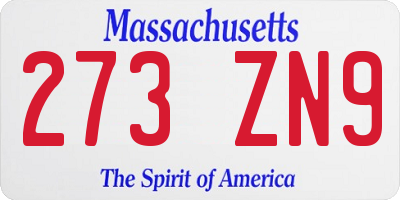 MA license plate 273ZN9
