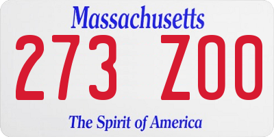 MA license plate 273ZO0