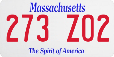 MA license plate 273ZO2