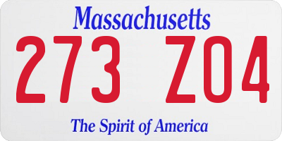 MA license plate 273ZO4