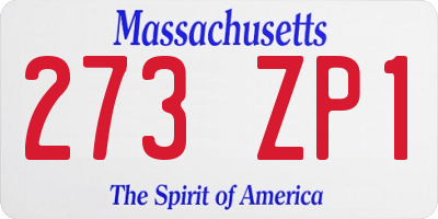 MA license plate 273ZP1