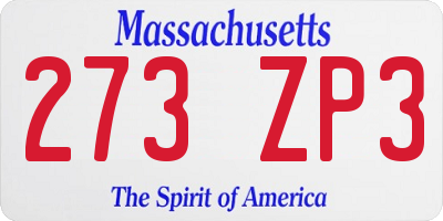 MA license plate 273ZP3