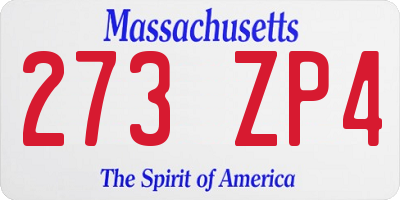 MA license plate 273ZP4
