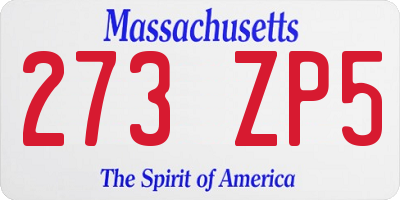 MA license plate 273ZP5