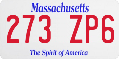 MA license plate 273ZP6