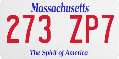 MA license plate 273ZP7