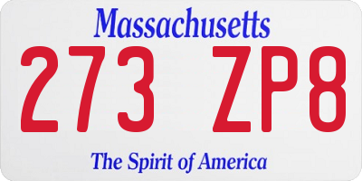 MA license plate 273ZP8
