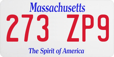 MA license plate 273ZP9