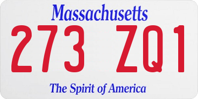 MA license plate 273ZQ1