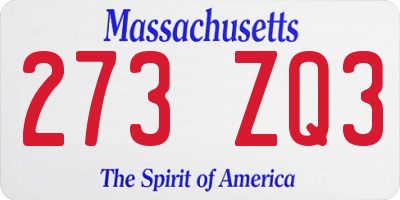 MA license plate 273ZQ3