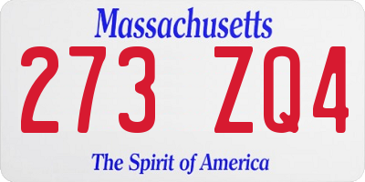 MA license plate 273ZQ4