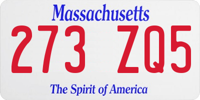 MA license plate 273ZQ5