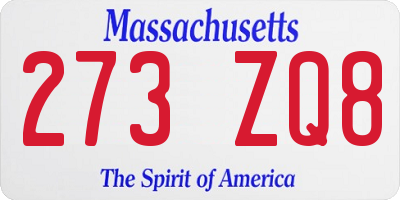 MA license plate 273ZQ8