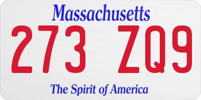 MA license plate 273ZQ9