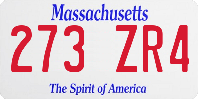 MA license plate 273ZR4