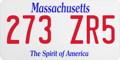 MA license plate 273ZR5