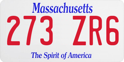 MA license plate 273ZR6
