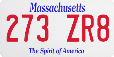 MA license plate 273ZR8