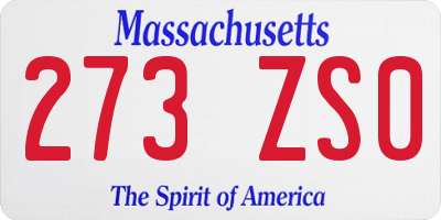MA license plate 273ZS0