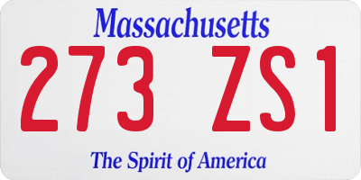 MA license plate 273ZS1