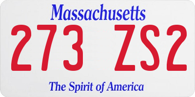 MA license plate 273ZS2