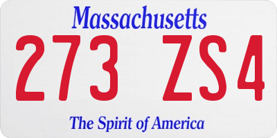 MA license plate 273ZS4