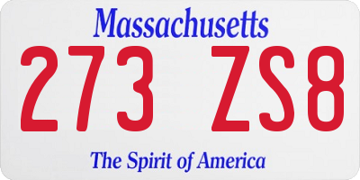 MA license plate 273ZS8