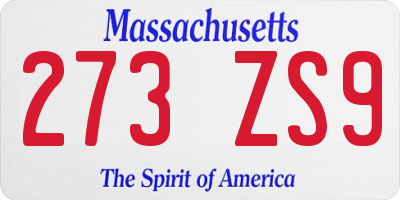 MA license plate 273ZS9