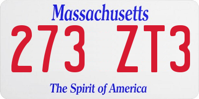 MA license plate 273ZT3