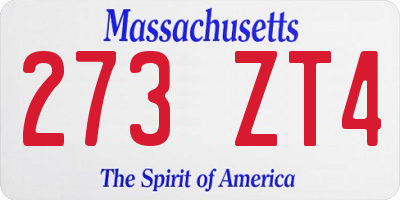 MA license plate 273ZT4