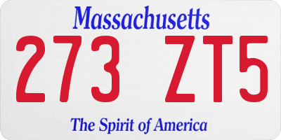 MA license plate 273ZT5
