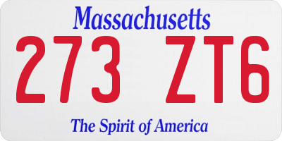 MA license plate 273ZT6