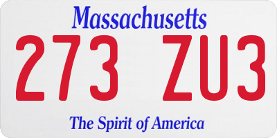 MA license plate 273ZU3