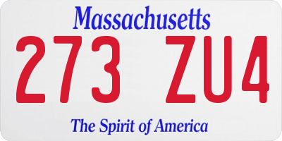 MA license plate 273ZU4