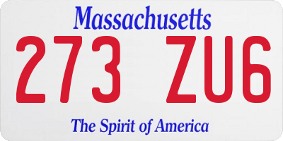 MA license plate 273ZU6